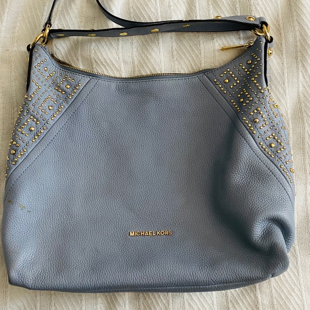 Women | leather shoulder bag | blue | Michael Kors | lifestyle influencer
